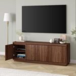 Presque TV Stand – 68" Wide Modern Brown Wooden Console