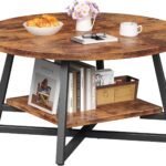 Round Coffee Table with Storage - 2-Tier Design
